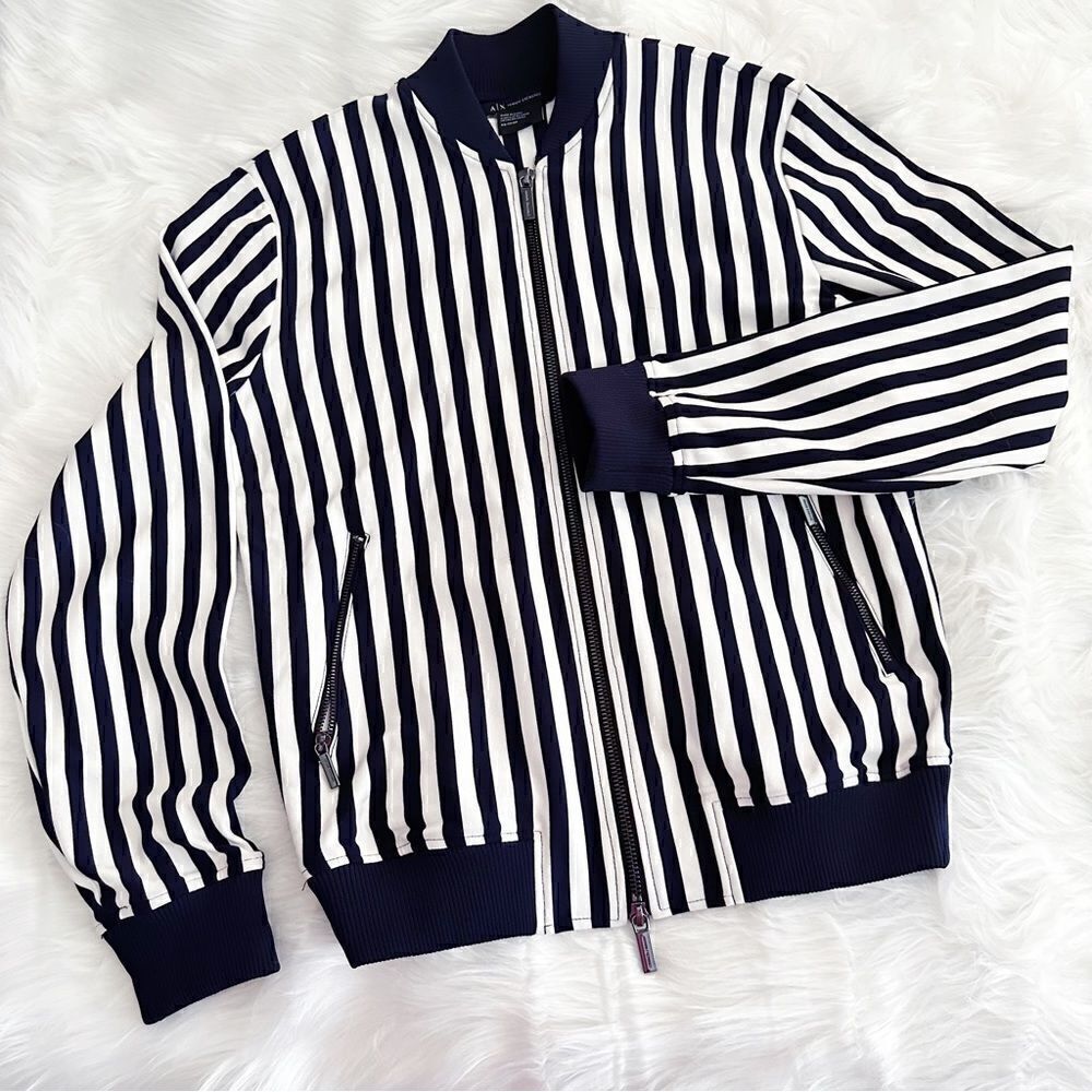 NWOT like new condition Armani exchange striped bomber jacket